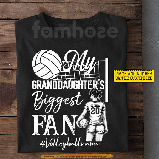 Personalized Volleyball Grandparents T-shirt, My Granddaughter's Biggest Fan Sport Tees Gift For Volleyball Lovers