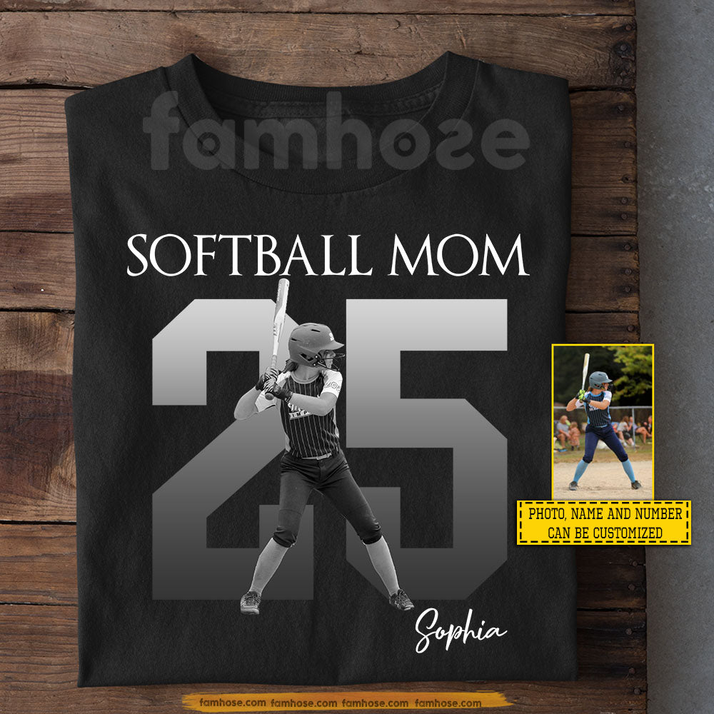 Personalized Softball Mom Daughter T-shirt, Softball Game Day Tees Gift For Softball Lovers