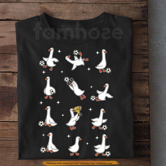 Cute Soccer Duck T-shirt, Goose Soccer Graphic Sport Tees Gift For Soccer Lovers, Duck Lovers
