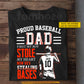 Personalized Baseball Dad Son T-shirt, Proud Baseball Dad Sport Tees Father's Day Gift For Baseball Lover