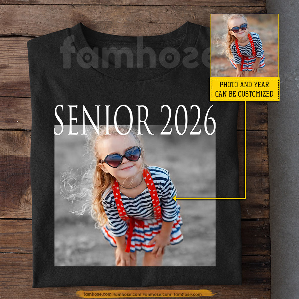 Funny Personalized Senior Kid T-shirt, One Photo One Journey Senior Graduation Tees Graduation Gift For Graduate