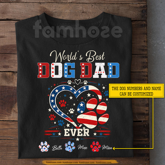 Personalized July 4th Dog Dad T-shirt, World's Best Dog Dad Tees Independence Day Gift For Dog Dad