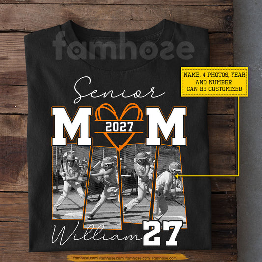 Personalized Senior Baseball Mom T-shirt, Proud Baseball Mom Sport Tees Gift For Baseball Lovers