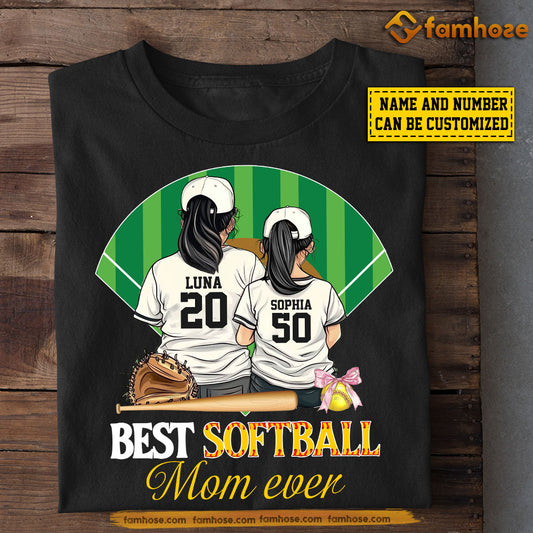 Personalized Softball Mom & Daughter T-shirt, Best Softball Mom Ever Sport Tees Mother's Day Gift For Mom From Softball Girl