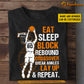 Cool Personalized Basketball Boy T-shirt, Eat Sleep & Repeat Sport Tee Gift For Basketball Players, Basketball Lovers