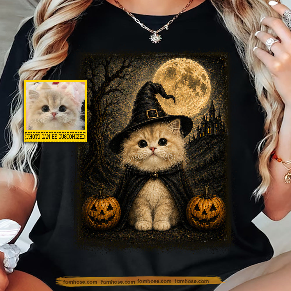 Cute Personalized Halloween Black Witch Cat T-shirt, Every Witch Needs A Familiar Tees Spooky Season Gift For Cat Lover
