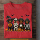 Fall Halloween Dachshund Dog T-Shirt, Cute Witch Mummy Vampire Skeleton Wiener Dog Tees Spooky Season Gift For Dog Lover