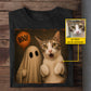 Personalized Halloween Cat Boo T-shirt, Boo Meets Meow Tees Spooky Season Gift For Cat Lover