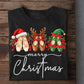 Merry Christmas Ballet Sweatshirt, Santa Reindeer Elf Pointe Shoes Crewneck Sweatshirt Xmas Gift For Ballet Lover