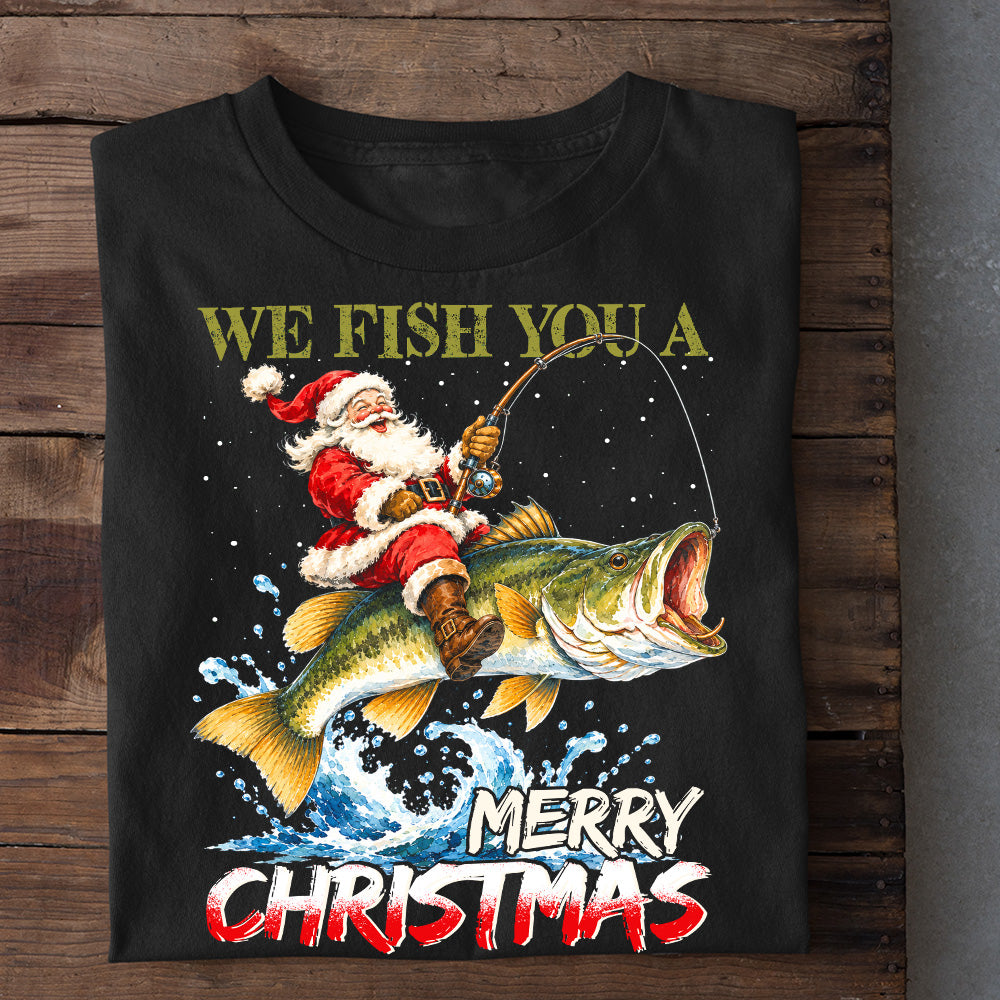 Funny Christmas Fishing Sweatshirt, We Fish You A Merry Christmas Crewneck Sweatshirt Xmas Gift For Fishing Lover