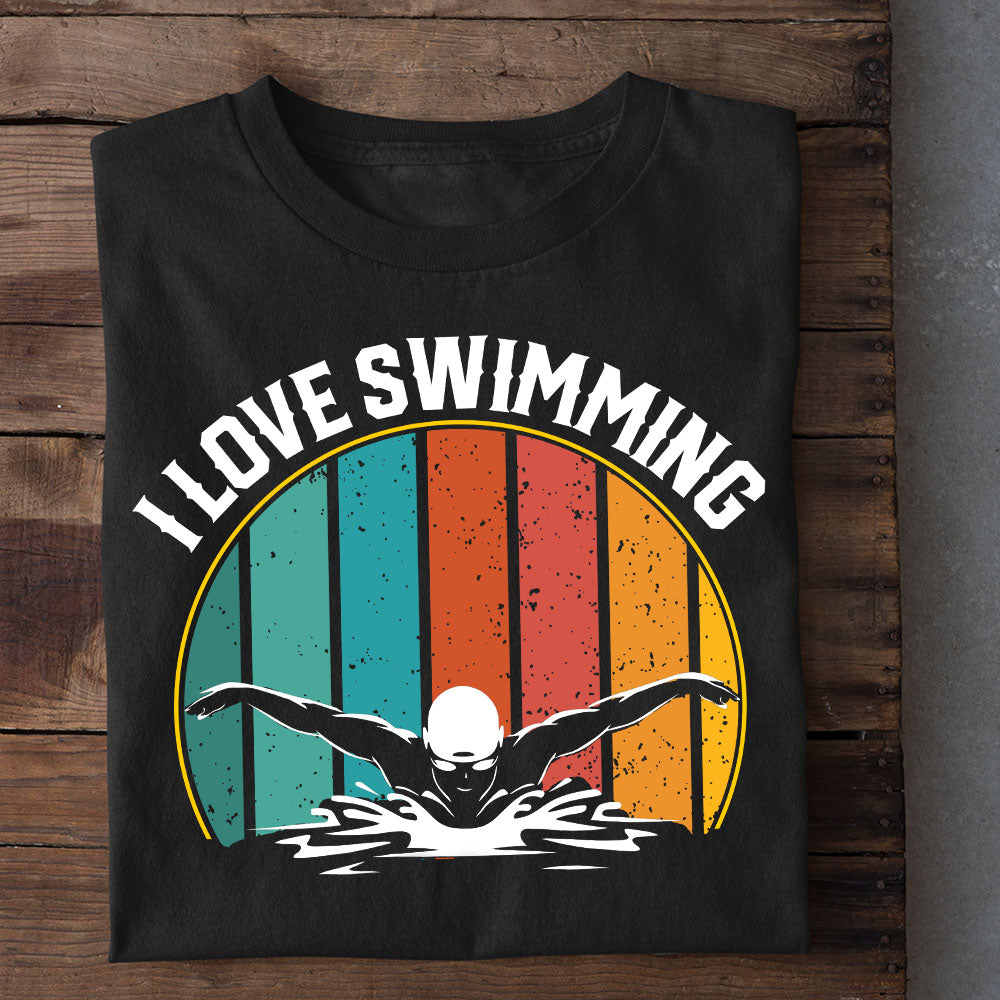 Personalized Swimming T-shirt, I Love Swimming Vintage Sport Tees Gift For Swimming Lovers