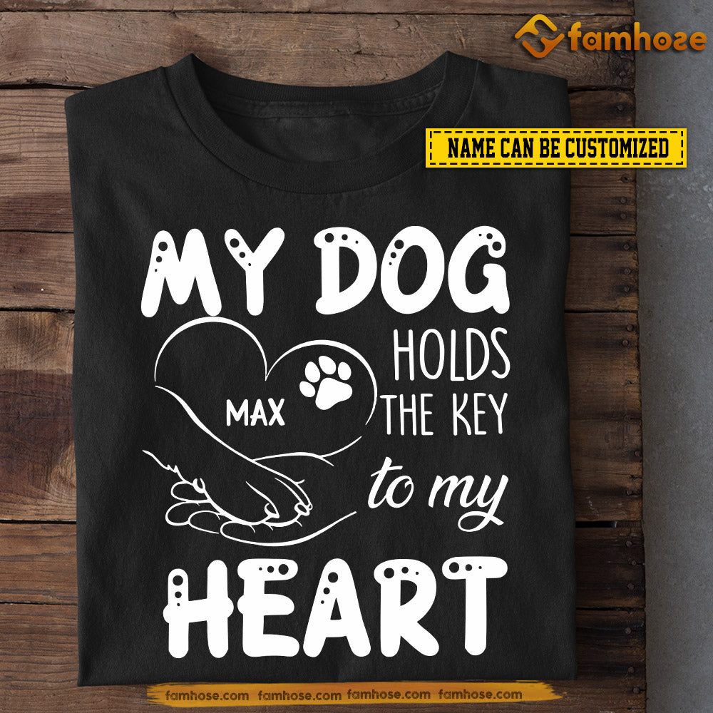 Cute Personalized Dog T-shirt, My Dog Holds The Key To My Heart Tees Valentine's Day Gift For Dog Lovers