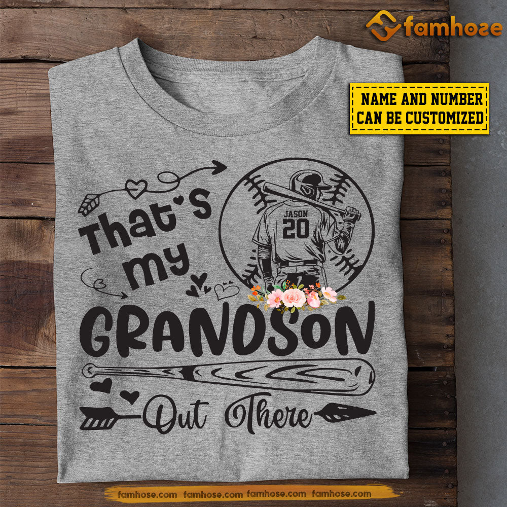 Personalized Baseball Grandparents Grandson T-shirt, That's My Grandson Out There Sport Tee Mother's Day Gift For Grandparents From Baseball Boy