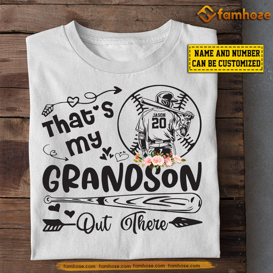 Personalized Baseball Grandparents Grandson T-shirt, That's My Grandson Out There Sport Tee Mother's Day Gift For Grandparents From Baseball Boy