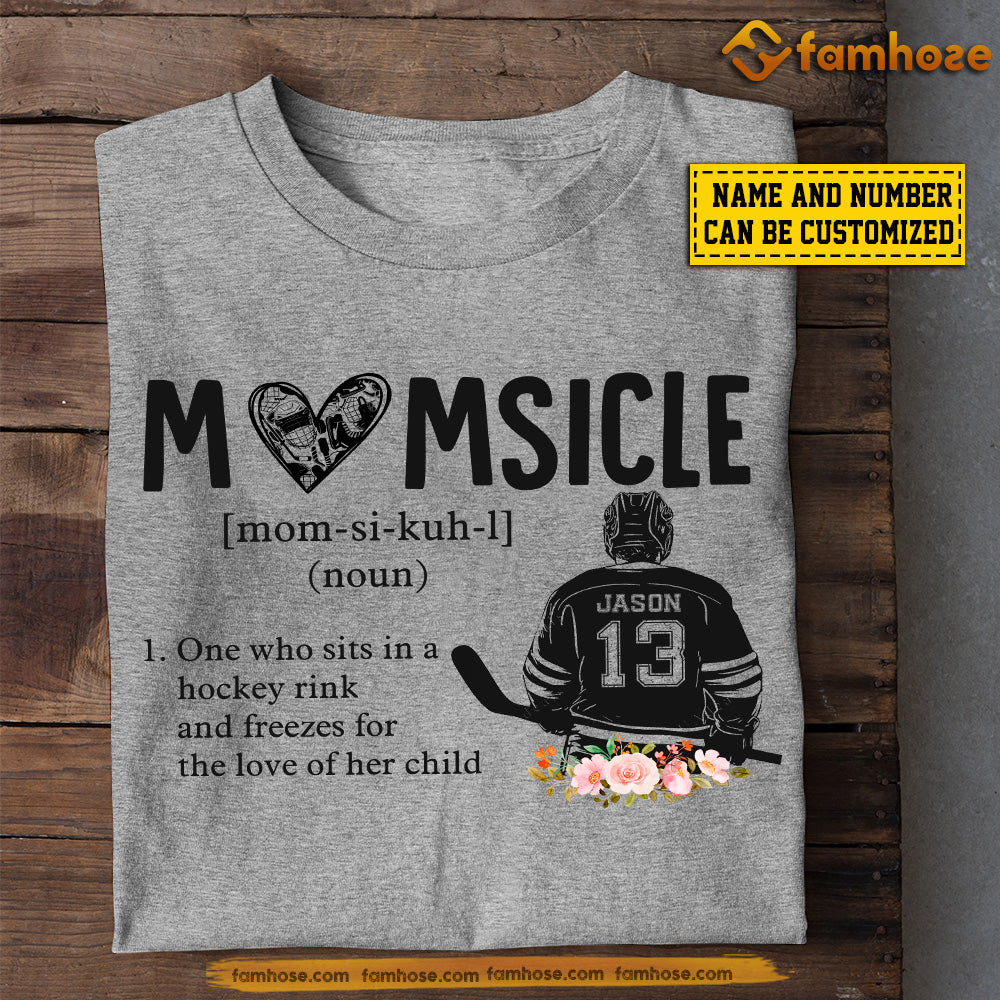 Personalized Hockey Mom Son T-shirt, Momsicle Sport Tee Mother's Day Gift For Mom From Hockey Boy