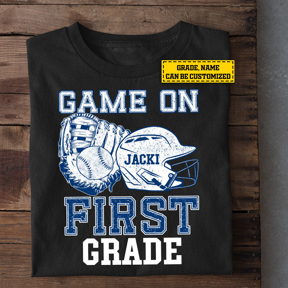 Funny Personalized Back To School Baseball Boy Kid T-shirt, Game On Sport Tees Gift For Baseball Lovers