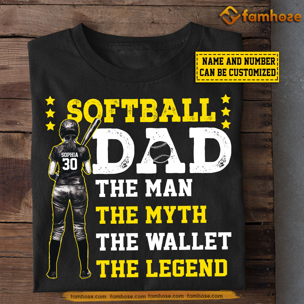 Cool Personalized Softball Dad Daughter T-shirt, Softball Dad The Legend Sports Tees Father's Day Gift For Dad From Softball Lovers