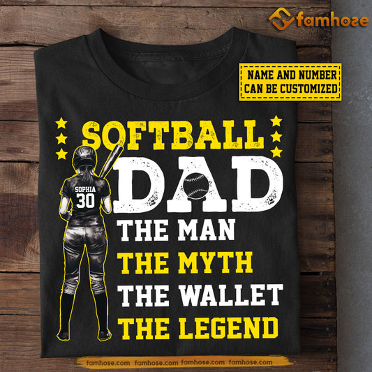 Cool Personalized Softball Dad Daughter T-shirt, Softball Dad The Legend Sports Tees Father's Day Gift For Dad From Softball Lovers