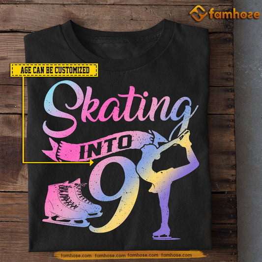 Personalized Ice Skating Birthday Girl Kid T-shirt, Skating Into My Birthday Gift For Kids Ice Skating Lovers