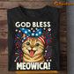 Cat July 14th T-shirt, God Bless Meowica Tees July 14th Gift For Cat Lovers, American Lovers