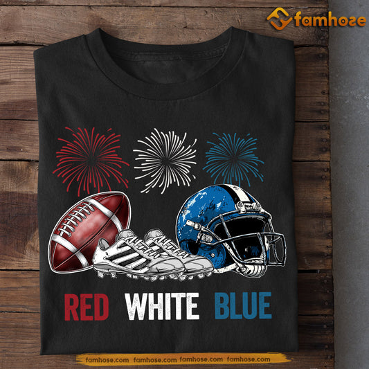 July 4th Football T-shirt, Red White Blue Football Tees Gift For Football Lovers