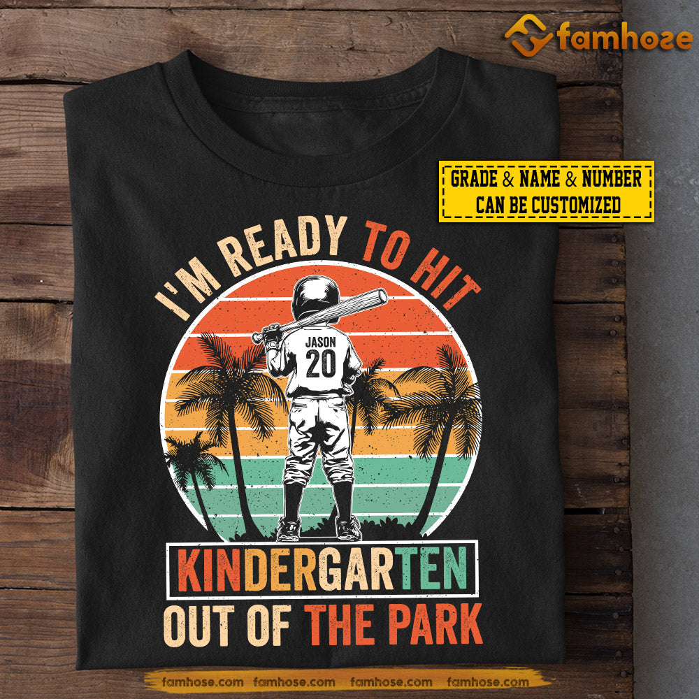 Funny Personalized Back To School Baseball Kid T-shirt, I'm Ready To Hit Kindergarden Sport Tees Gift For Baseball Lovers