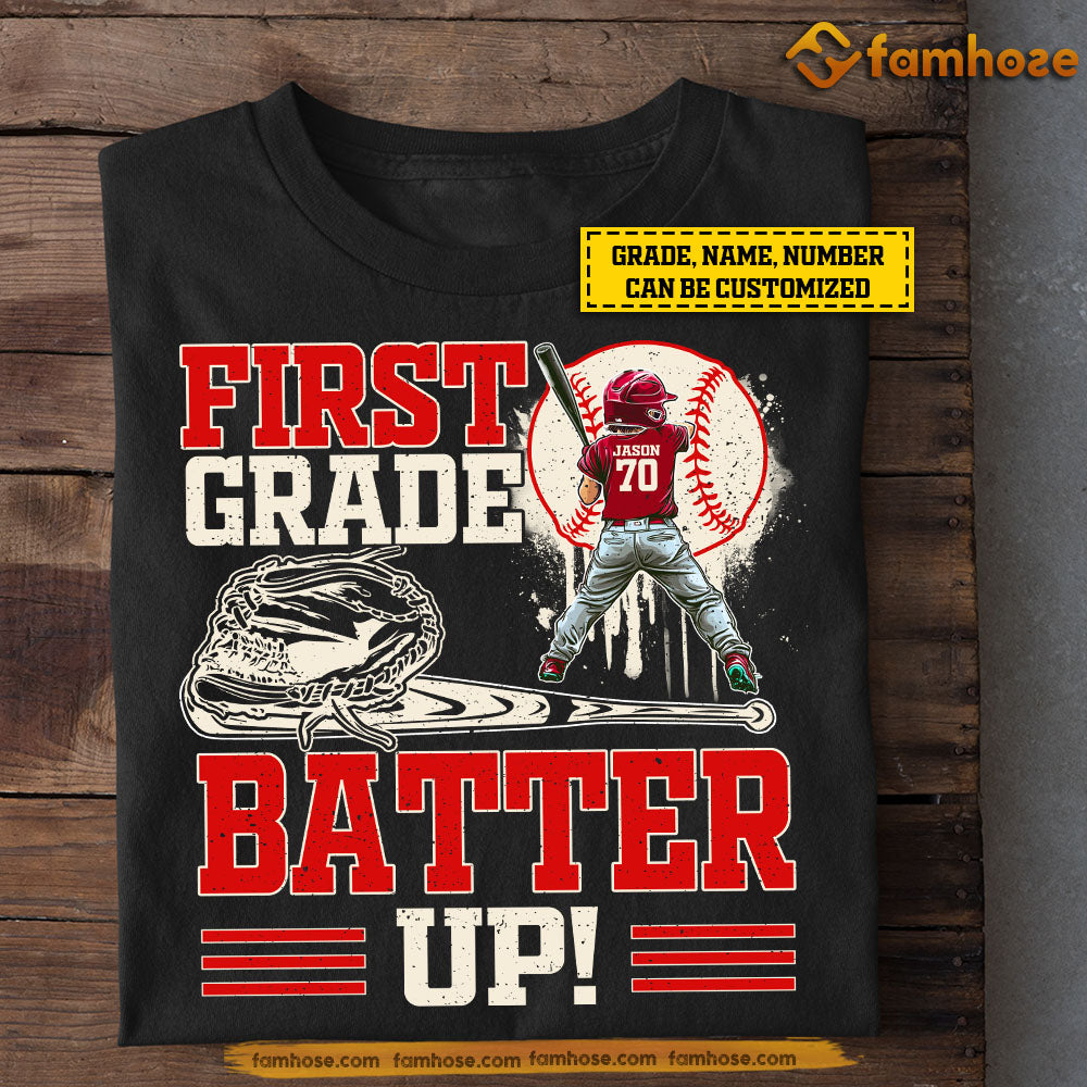 Funny Personalized Back To School Baseball Boy Kid T-shirt, Batter Up Sport Tees Gift For Baseball Lovers