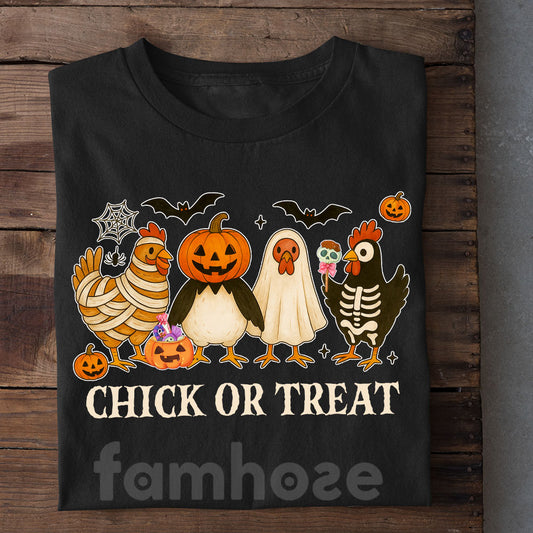 Funny Halloween Chicken T-shirt, Chick Or Treat, Spooky Season Gift For Chicken Lovers