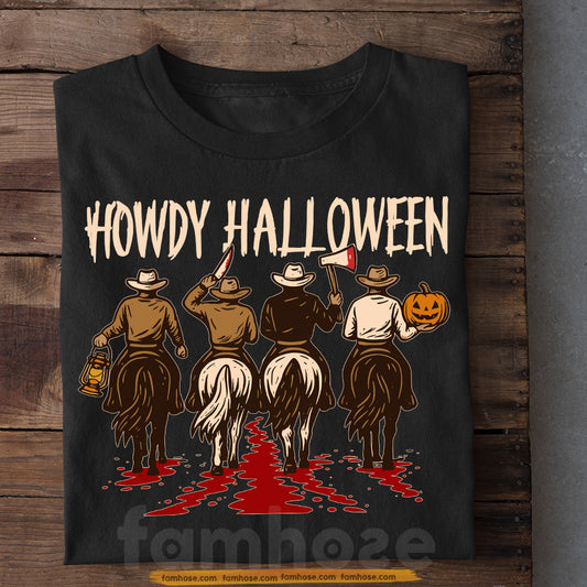 Funny Halloween Cowboy Riding T-shirt, Howdy Halloween Tees Spooky Season Gift For Cowboys