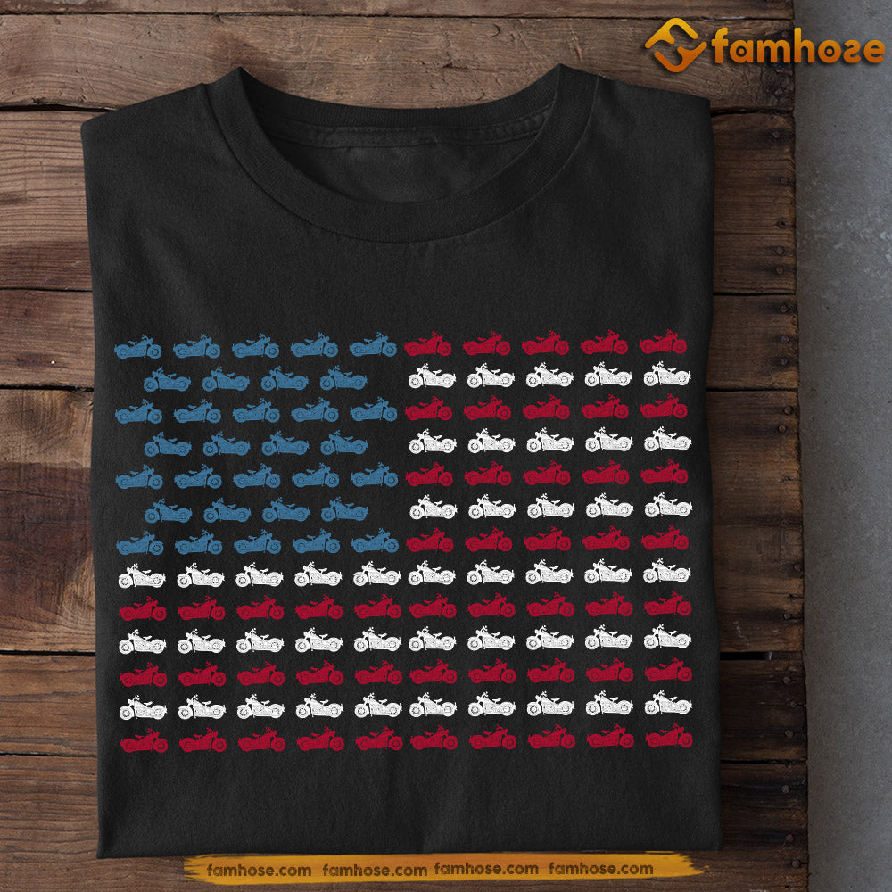 Motorcycle July 4th T-shirt, American Flag Made Of Motorcycle Tees Gift For Motorcycle Lovers