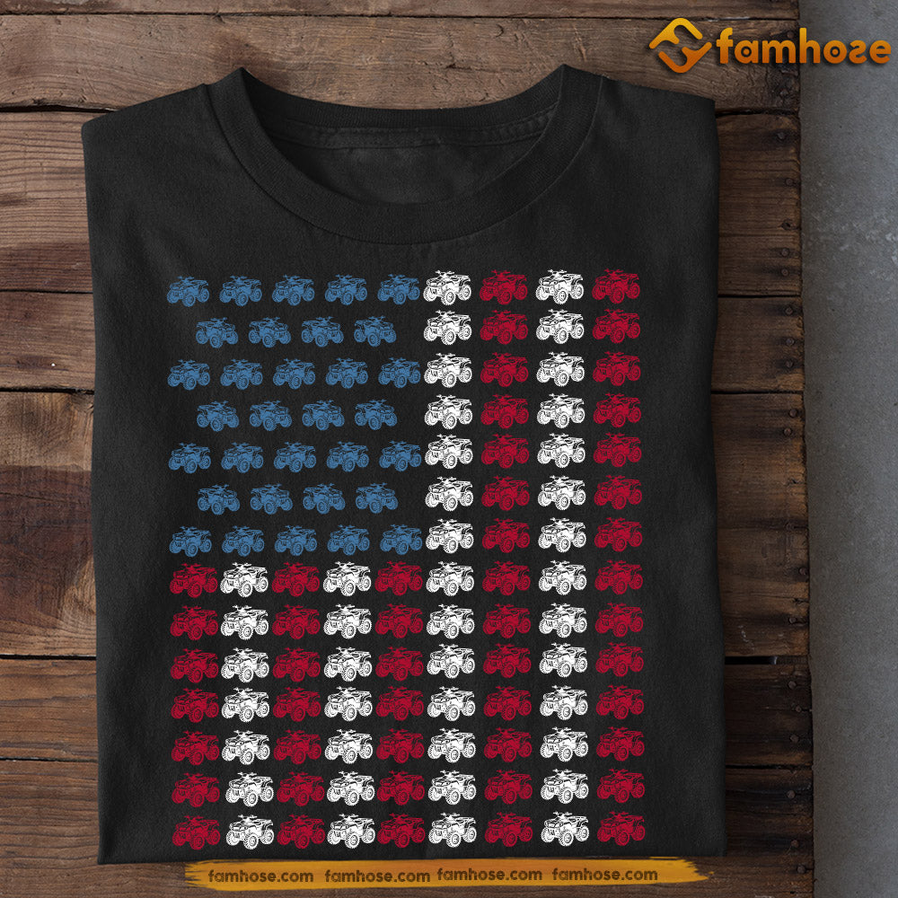 ATV Racing July 4th T-shirt, American Flag Made Of ATV Squad Tees Gift For 4 Wheeler Lovers