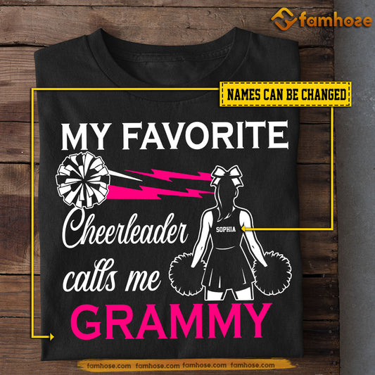 Personalized Cheerleading Girl T-shirt, My Favorite Cheerleader Calls Me Tees Mother's Day Gift For Cheerleading Lovers
