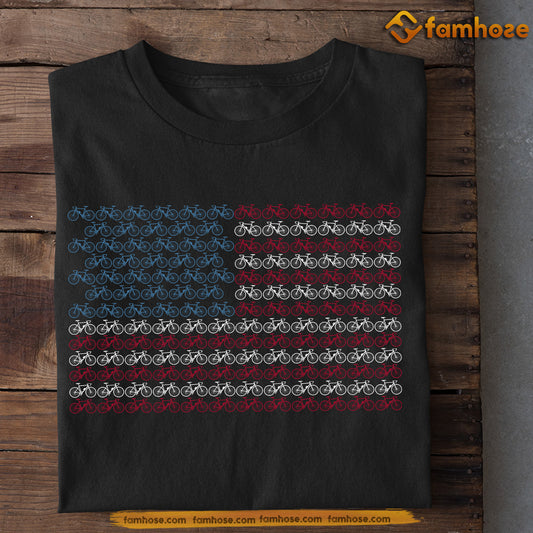 Cycling July 14th T-shirt, American Flag Made Of Cycling Tees July 14th Gift For Cycling Lovers, American Lovers
