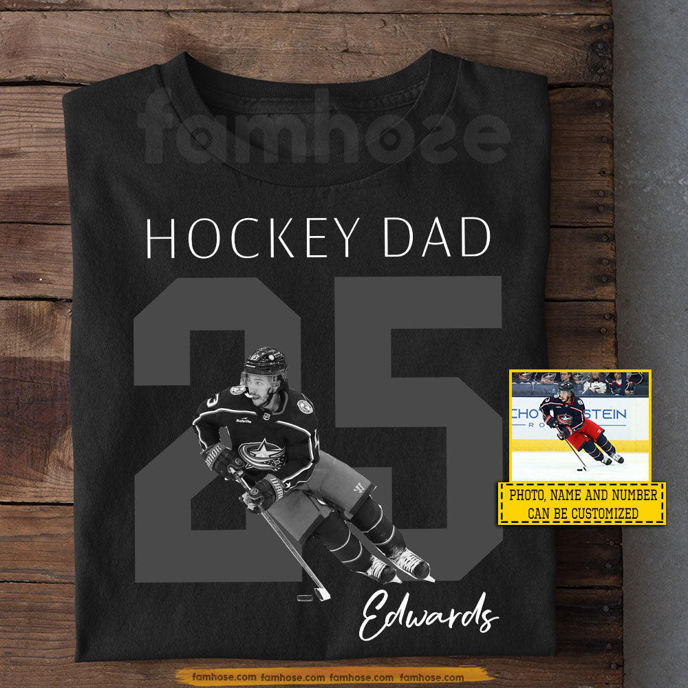 Personalized Hockey Dad T-shirt, Hockey Dad Sport Tees Father's Day Gift For Hockey Lover
