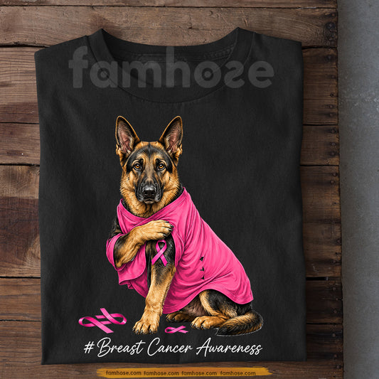 German Shepherd Dog Breast Cancer Awareness T-shirt, Pink Ribbon Tees Gift For Dog Lovers