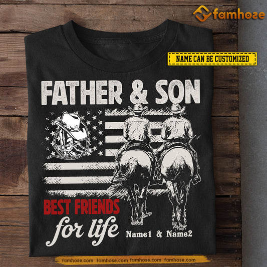 Personalized Cowboy Dad Son T-shirt, Father & Son Best Friends For Life Sport Tees Father's Day Gift For Cowboy Lovers