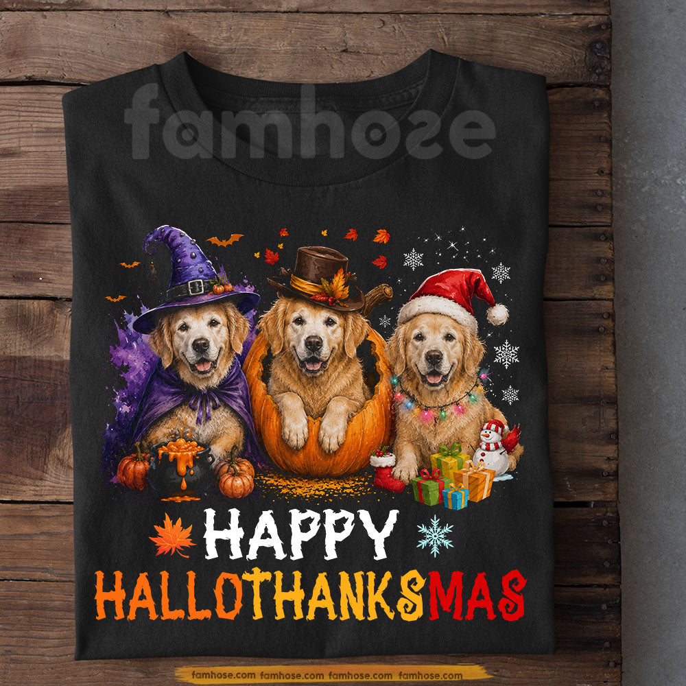 Halloween Golden Retriever Witch T-Shirt, Happy Hallo Thanks Mas Costume Tees Spooky Season Gift For Golden Retriever Dog Lover