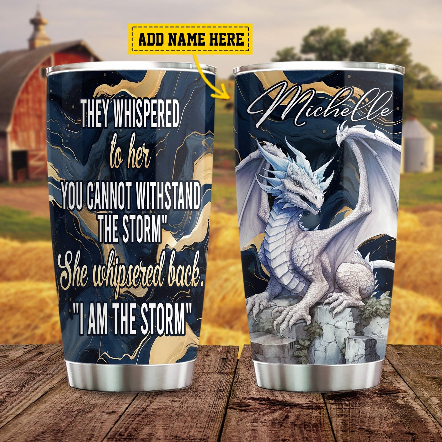 Funny Personalized Dragon Tumbler, She Whispered Back I'm The Storm, Stainless Steel Tumbler, Gift For Dragon Lovers