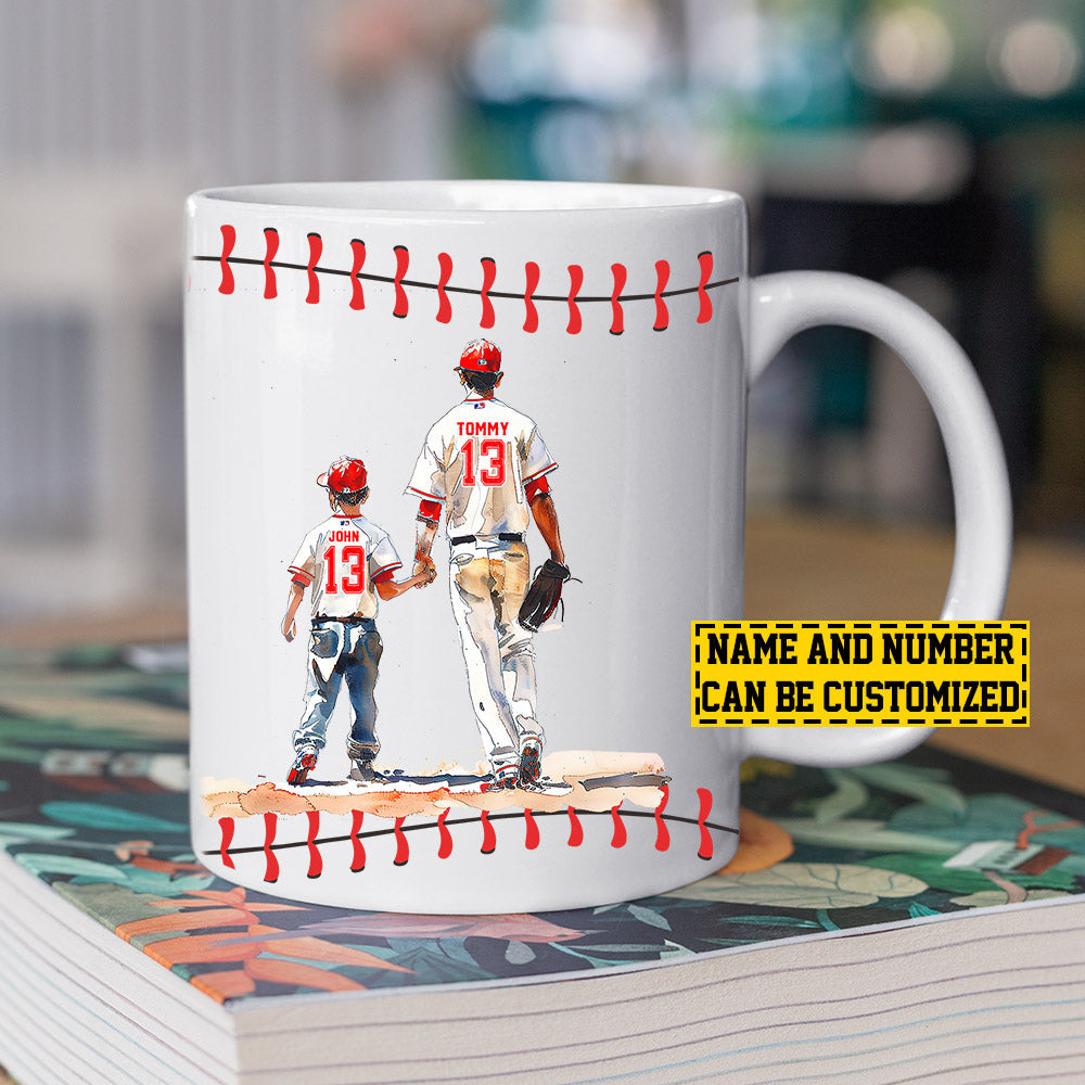 Personalized Baseball Boy Mug Gift, Dear Dad Thank You For Believing In Me, Father's Day Baseball Mug Gift, Cups For Baseball Lovers