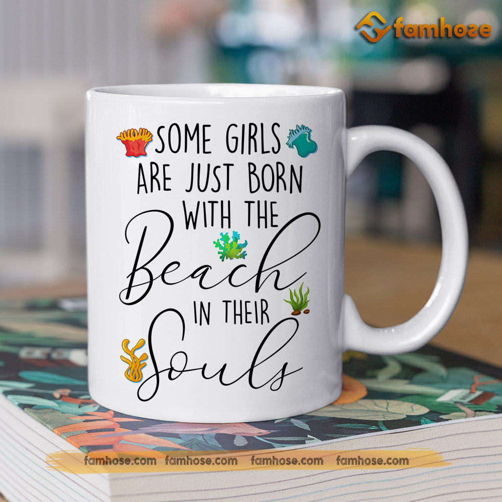 Turtle Mug, Some Girls Are Just Born With The Beach Mug, Cups Gift For Turtle Lovers, Turtle Owner