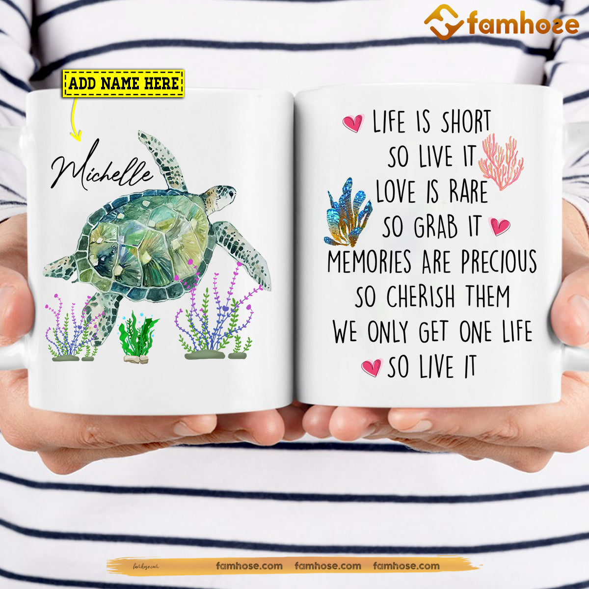 Personalized Turtle Mug, Life Is Short So Live It Love Is Rare So Grab It Mug, Cups Gift For Turtle Lovers, Turtle Owner