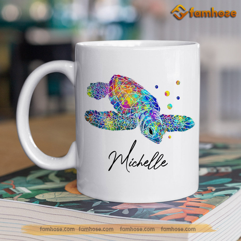 Personalized Turtle Mug, Advice From A Sea Turtle Swim With The Current Mug, Cups Gift For Turtle Lovers, Turtle Owner