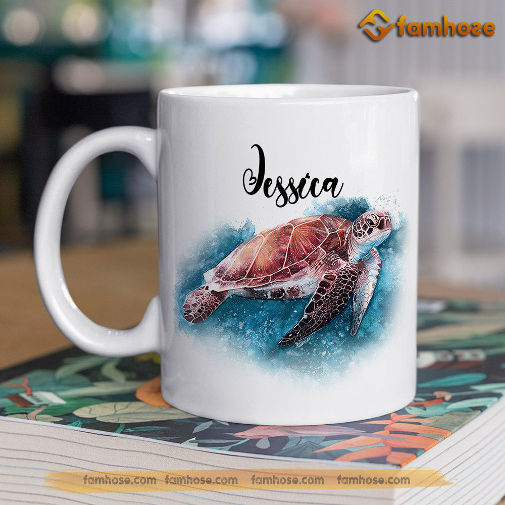 Personalized Turtle Mug, The Smell Of The Ocean Never Gets Old Gift For Turtle Lovers, Turtle Lovers Gift Mug, Cups, Turtle Owner