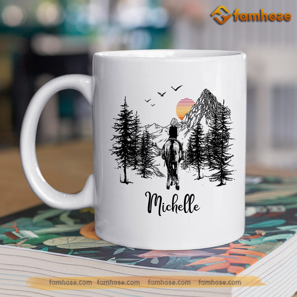 Personalized Horse Riding Mug, And Into The Forest I Go To Lose My Mind And Find My Soul Gift For Horse Lovers, Horse Lovers Gift Mug, Cups, Horse Owner