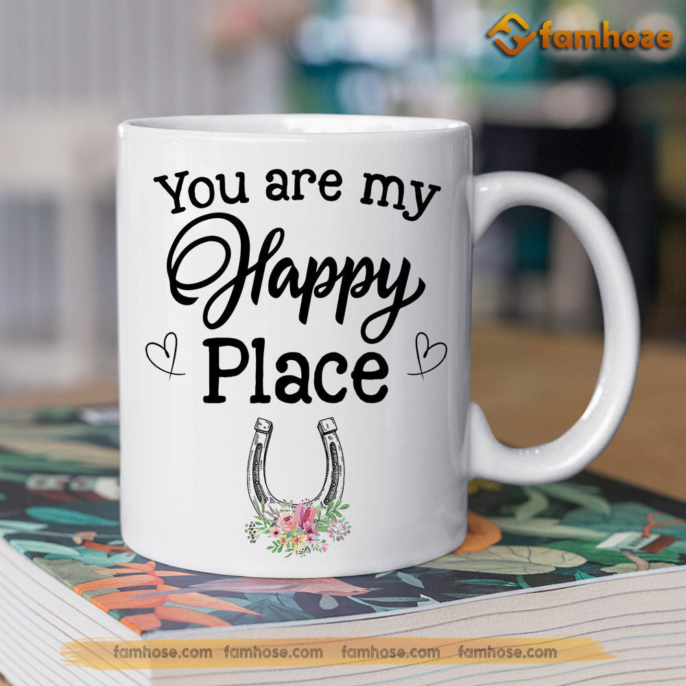 Personalized Horse Mug, You Are My Happy Place  Mug, Cups Gift For Horse Lovers, Horse Owner