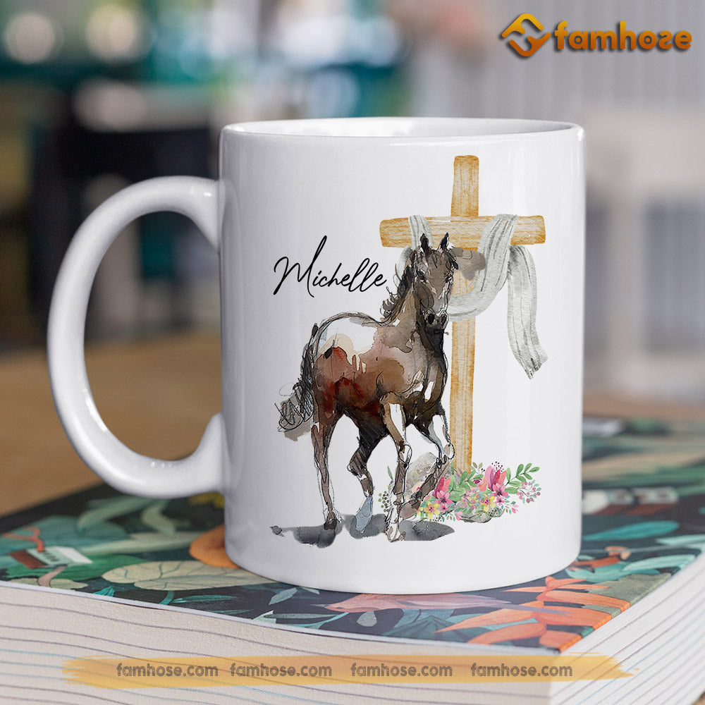 Personalized Horse Mug, He Walks With Me Mug, Cups Gift For Horse Lovers, Horse Owner