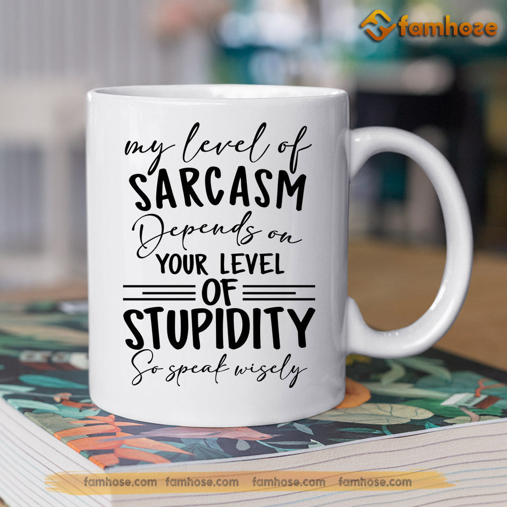 Personalized Cow Mug, My Level Of Sarcasm Depends On Your Level Mug, Cups Gift For Cow Lovers, Cow Owner