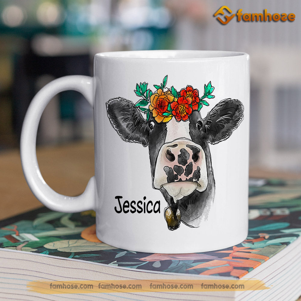 Personalized Cow Mug, Be Strong When You Are Weak Be Brave When You Are Scared Gift For Cow Lovers, Cow Lovers Gift Mug, Cups, Cow Owner