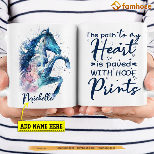 Personalized Horse Mug, The Path To My Heart Is Paved With Hoof Prints Mug, Cups Gift For Horse Lovers, Horse Owner