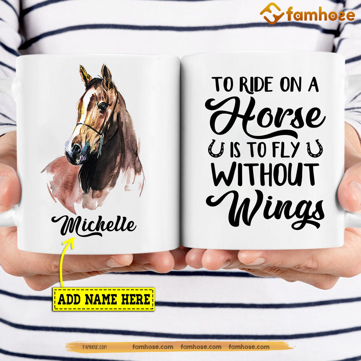 Personalized Horse Mug, To Ride On A Horse Is To Fly Without Wings Mug, Cups Gift For Horse Lovers, Horse Owner